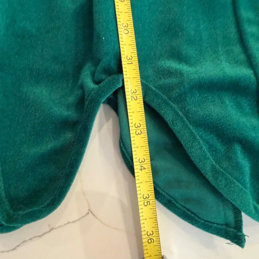 Adult Jester Elf Costume Tunic Green Red Velvet Scalloped Large Made in USA
